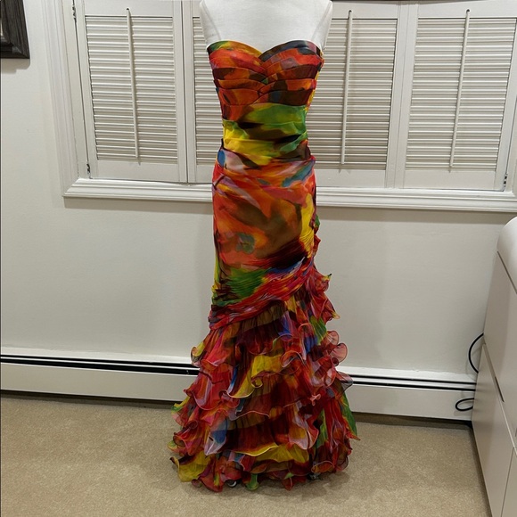 Dalia Macphee Dresses & Skirts - New Dalia MacPhee Multicolor Strapless Evening Gown with removable straps